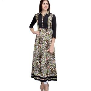 Multicolour Semi Festive Anarkali Kurti